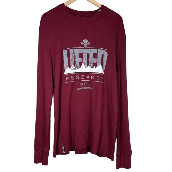 LRG Thermal Long Sleeve Waffle Knit Graphic Burgundy XXL 2XL - Picture 1 of 8